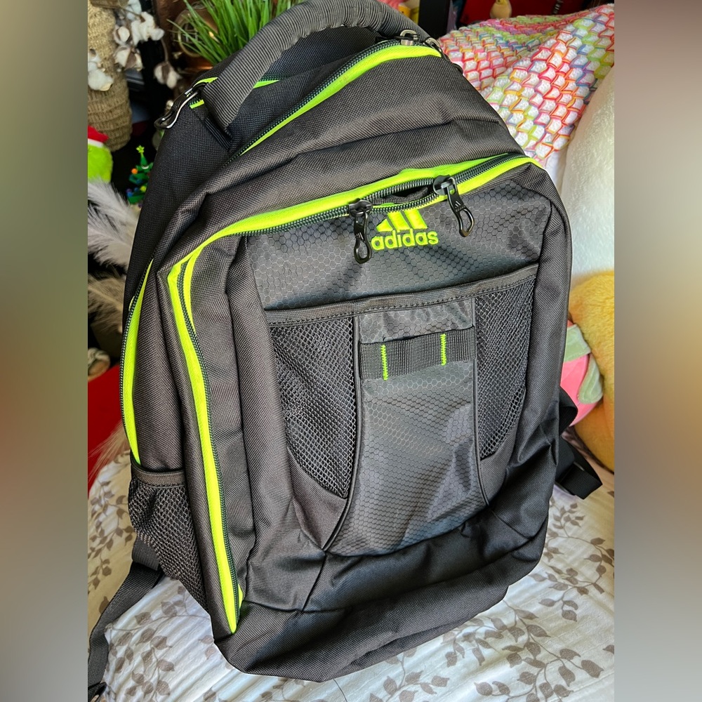 adidas Black Backpack with Neon Green Trim